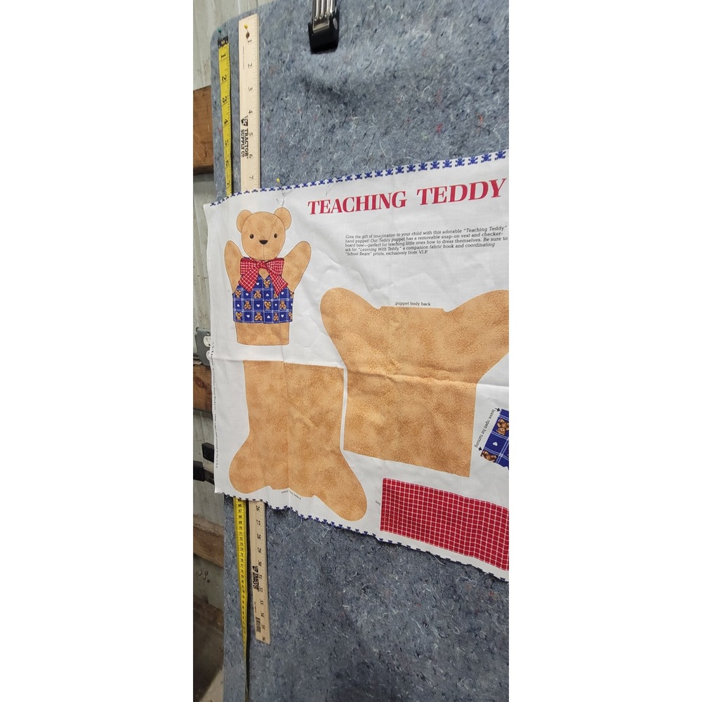Cranston VIP Print Works VTG Teaching Teddy Puppet Bear Cut & Sew Fabric‎ Panel - Picture 10 of 11